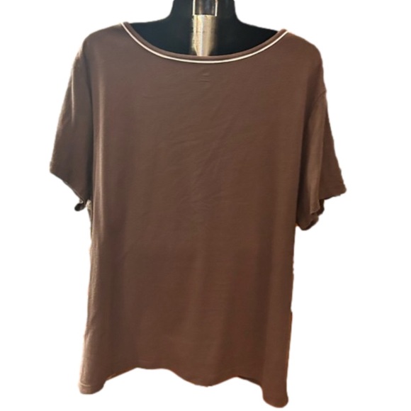 2X Bobbie Brooks brown short sleeve shirt scoop v-neck lightweight sweater - Picture 8 of 13